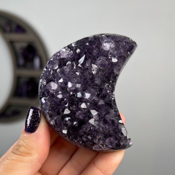 Purple Gemmy Amethyst Jasper Geode Moon