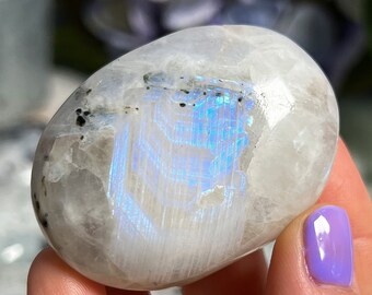You Choose Flashy Rainbow Moonstone Palm Stones