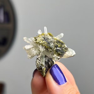 Raw Epidote Quartz Clusters, Choose Your Crystal, Epidote Love Stone Specimens, Heart Chakra Healing, Green Gemstone Cluster