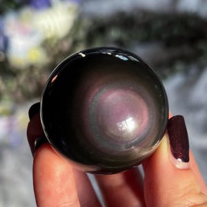 Rainbow Obsidian Sphere, Black Crystal Ball, Absorbs Negative Energy, Volcanic Glass, Root Chakra Stone