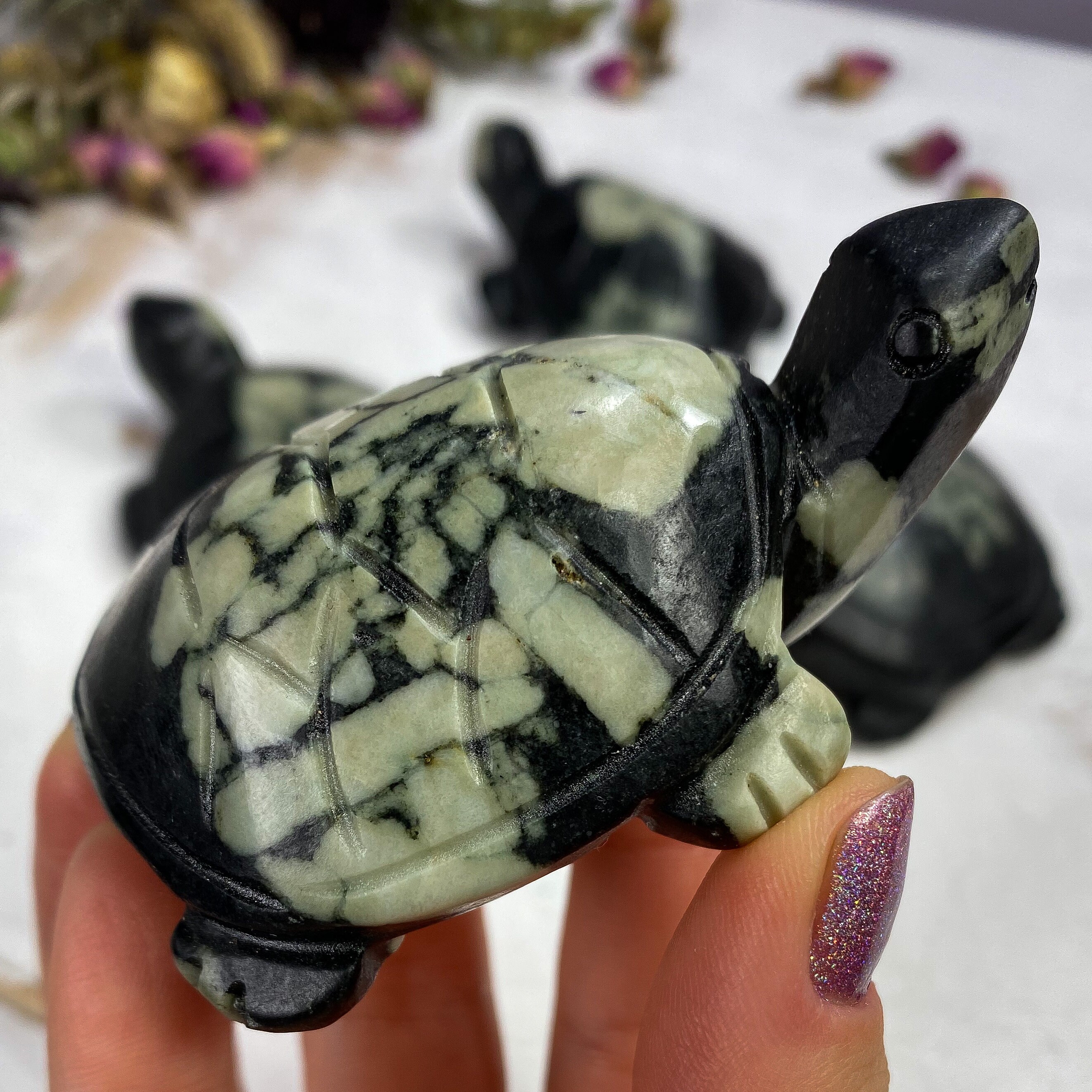 You Choose Peony Stone Turtle, Turtle Figurine