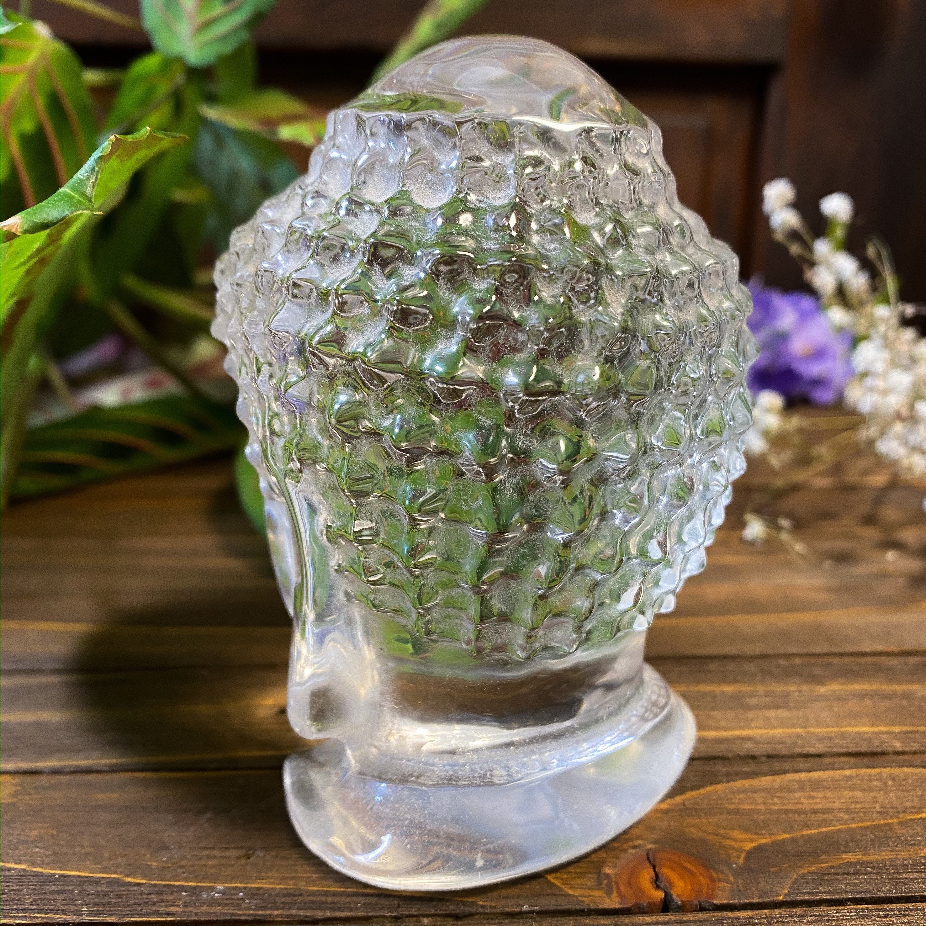 Glass Buddha Head Statue