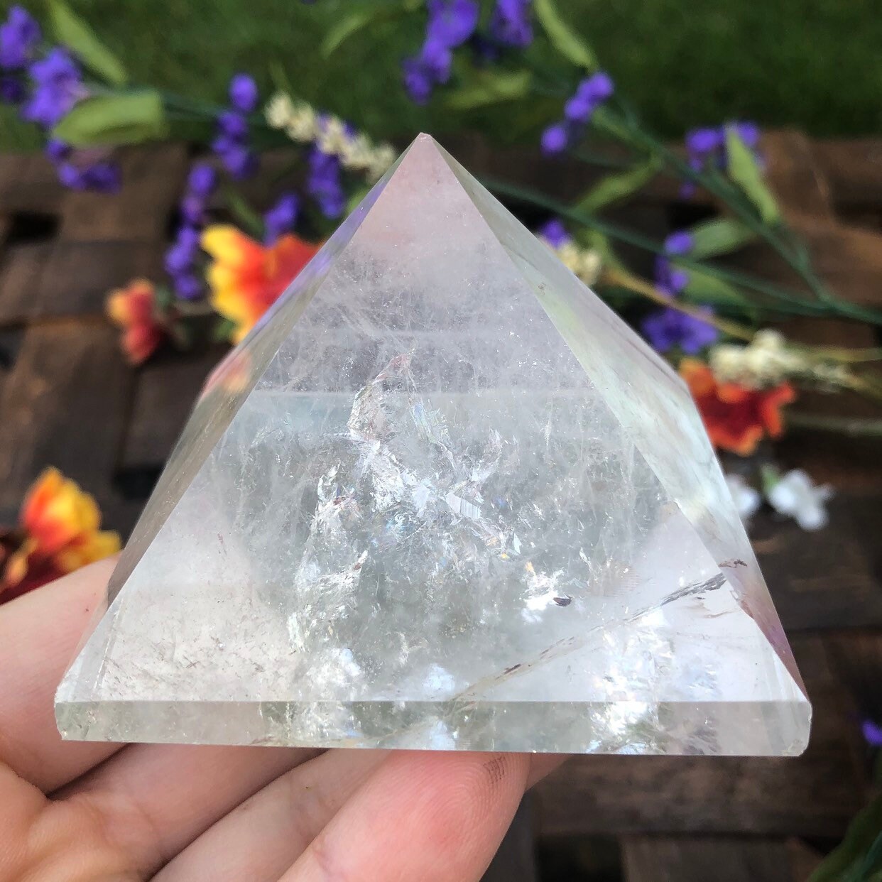 Rainbow Clear Quartz Pyramid