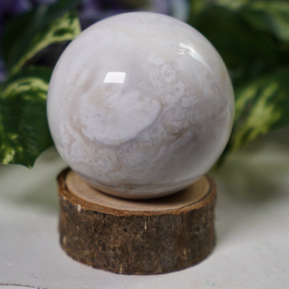 Druzy White Agate Sphere With Stand