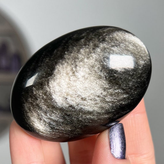 Silver Obsidian Palm Stones