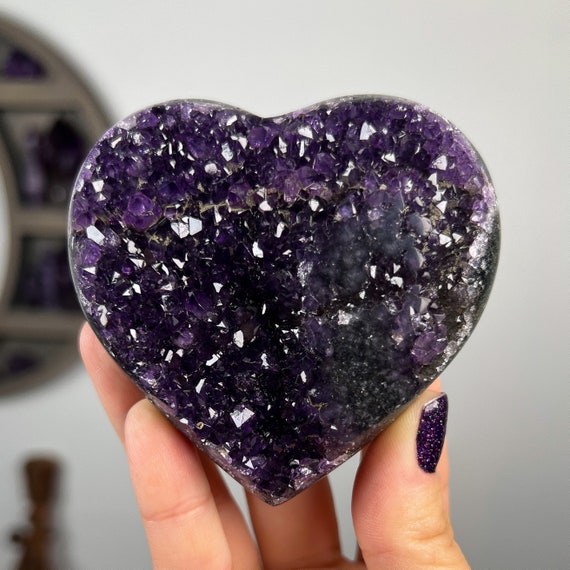 Purple Rainbow Amethyst Jasper Geode Heart