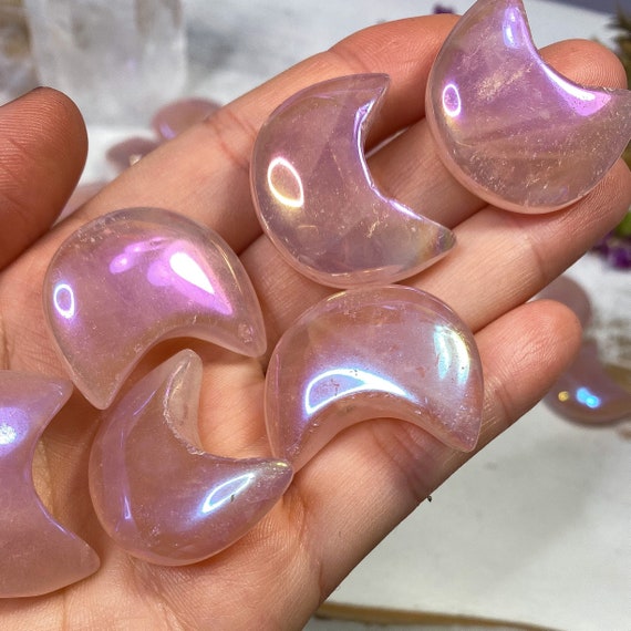 Mini Aura Rose Quartz Moons