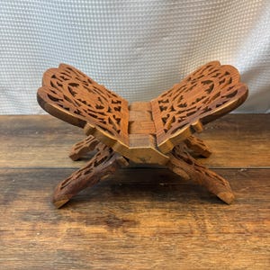 Hand Carved wooden Book Stand - Large Book Stand - Flower Book Stand - Cookbook Stand - Bible Stand