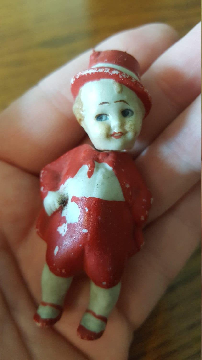 Antique German Bisque Nodder Doll Hand Painted Little Boy Etsy