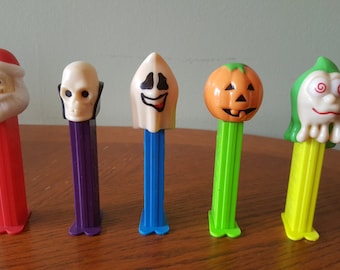 Set of 5 Vintage Halloween and Christmas Pez Dispensers