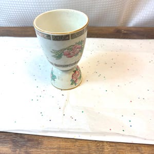 Double egg cup, hand painted porcelain, farmhouse chic, country kitchen, soft boiled eggs