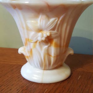 Akro Agate Orange Slag Glass Vase