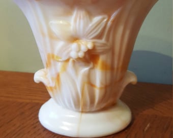 Akro Agate Orange Slag Glass Vase