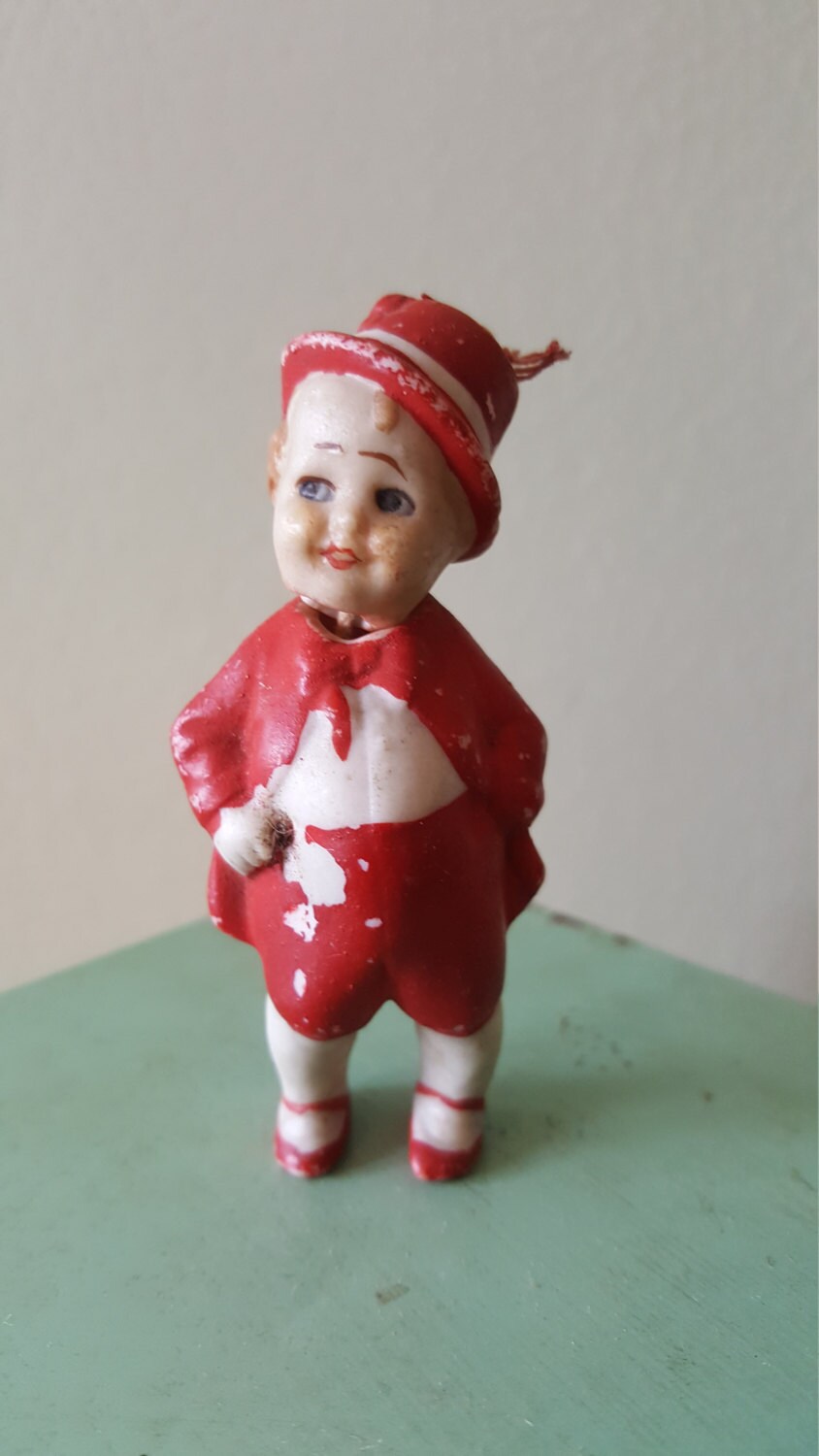 Antique German Bisque Nodder Doll Hand Painted Little Boy Etsy