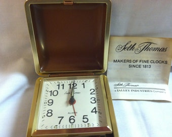 Vintage Seth Thomas Brown Travel Alarm Clock