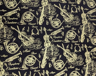 Metallic Gold Musical Instruments - Gorgeous Beautiful High Quality Quilt Cotton