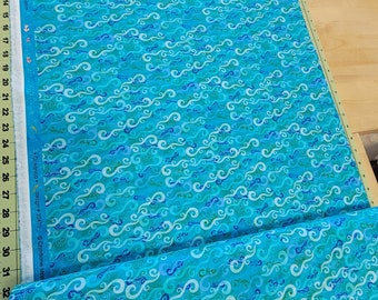 Oceanica - Teal Water Swirls - high quality quilting cotton from the bolt