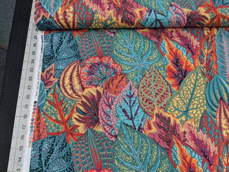 Beautiful Quilt Fabric from the bolt Coleus Teal by Philip Jacobs for Kaffe Fassett Collective