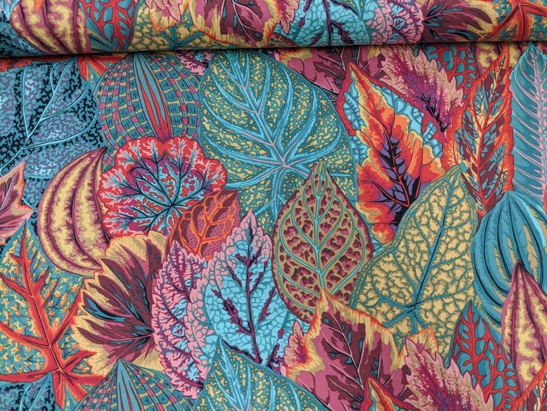 Beautiful Quilt Fabric from the bolt Coleus Teal by Philip Jacobs for Kaffe Fassett Collective