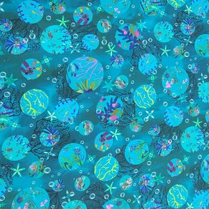 Oceanica - Teal Ocean Bubbles - high quality quilting cotton from the bolt