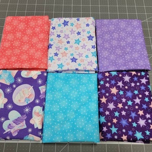 Fat Quarters Bundle Sparkle Like a Unicorn  with Starlet a total of 1.5 yards - high quality Cotton
