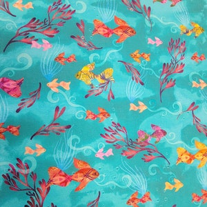 Oceanica - Small Fish Teal  - high quality quilting cotton from the bolt