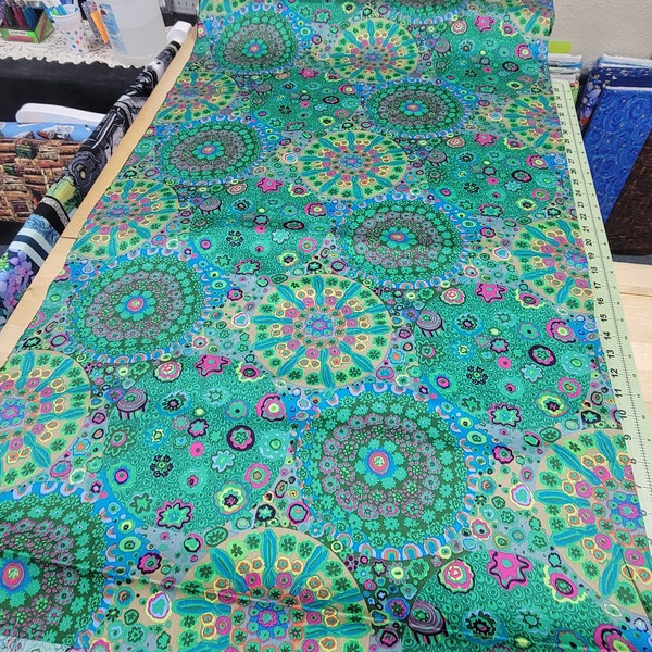 108" wide backing Millefiore Jade from the Kaffe fassett Collective - High Quality Quilt Cotton Sateen from the bolt