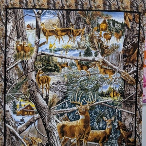 Real Tree Deer Buck Camo Panel - 24in x 42in - High Quality Quilt Cotton Beautiful
