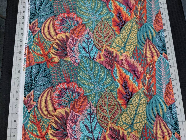 Beautiful Quilt Fabric from the bolt Coleus Teal by Philip Jacobs for Kaffe Fassett Collective