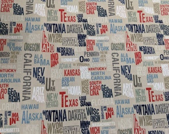 USA States Fabric- High Quality Quilt Cotton from the bolt