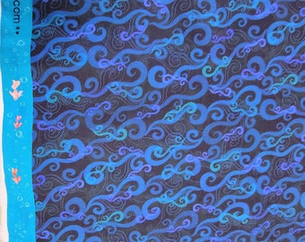 Oceanica - Dark Water Swirls - high quality quilting cotton from the bolt