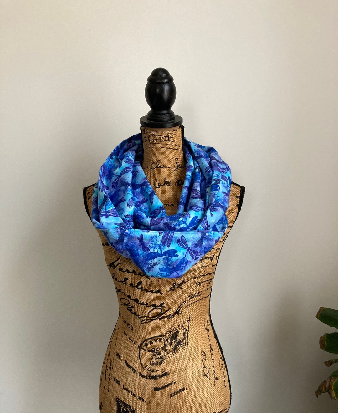 Infinity Pocket Scarf, Dragonflies, Flannel Scarf, Men's Women's