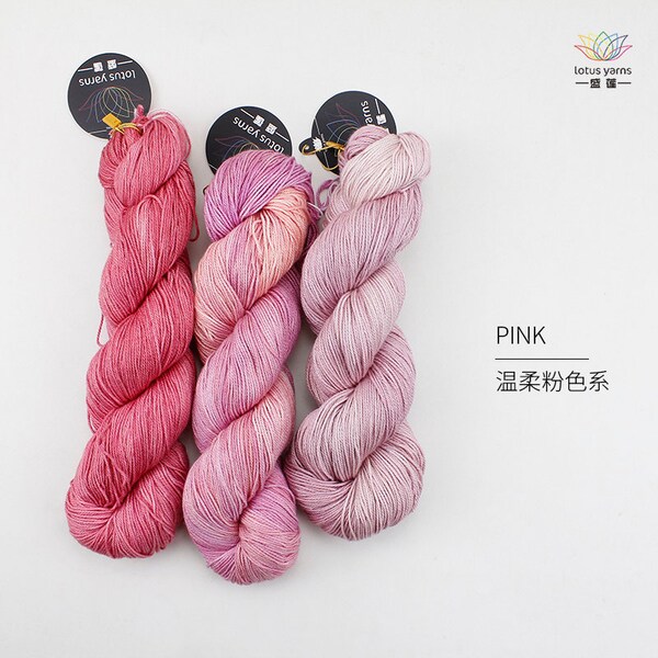 Handpainted Silk Cotton Yarn- Handknitting Yarn Crochet Yarn-50 percent silk 50 percent cotton