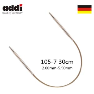 Addi 105-7-30cm circular knitting needles with brass-tips and gold cords