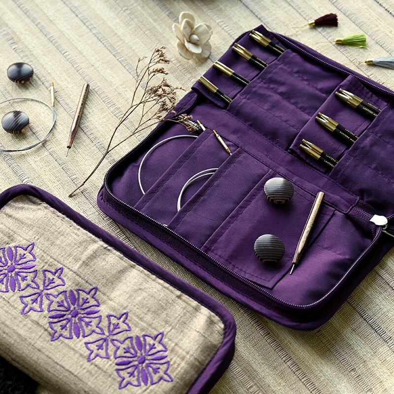 Premium 5 inch Rosewood Interchangeable Circular Knitting Needle Set | Leather Case (29 Piece Set)