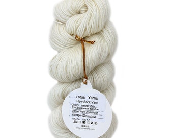 Sock yarn, merino nylon sock yarn, wool sock yarn  - Natural White Color