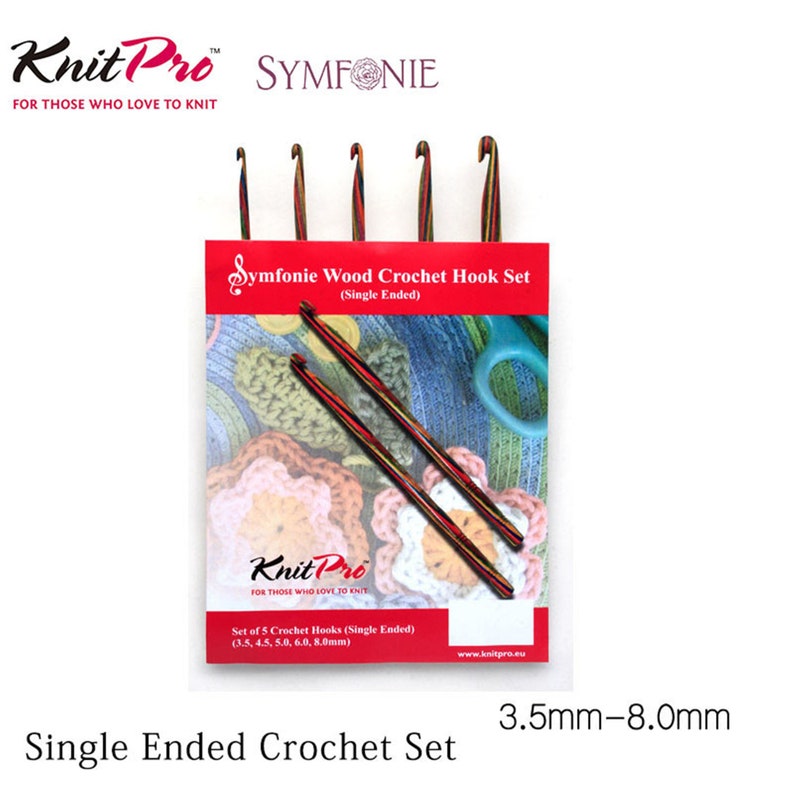 Knitpro Symfonie Single Ended Wood Crochet Hook Set Etsy