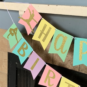 Gymnastics Birthday Banner - gymnastics birthday party - gymnastics birthday decorations - gymnastics birthday -  tumbling birthday party