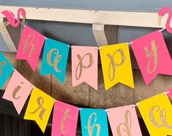 Flamingo Birthday banner, Flamingo birthday party decorations, flamingo party, flamingo birthday, flamingo birthday decorations, flocktails