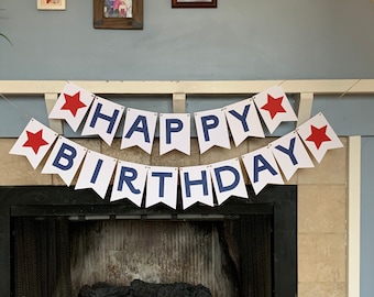 4th of July Banner - 4th of July Birthday Banner - little firecracker birthday banner - red white and two banner - red white and blue banner