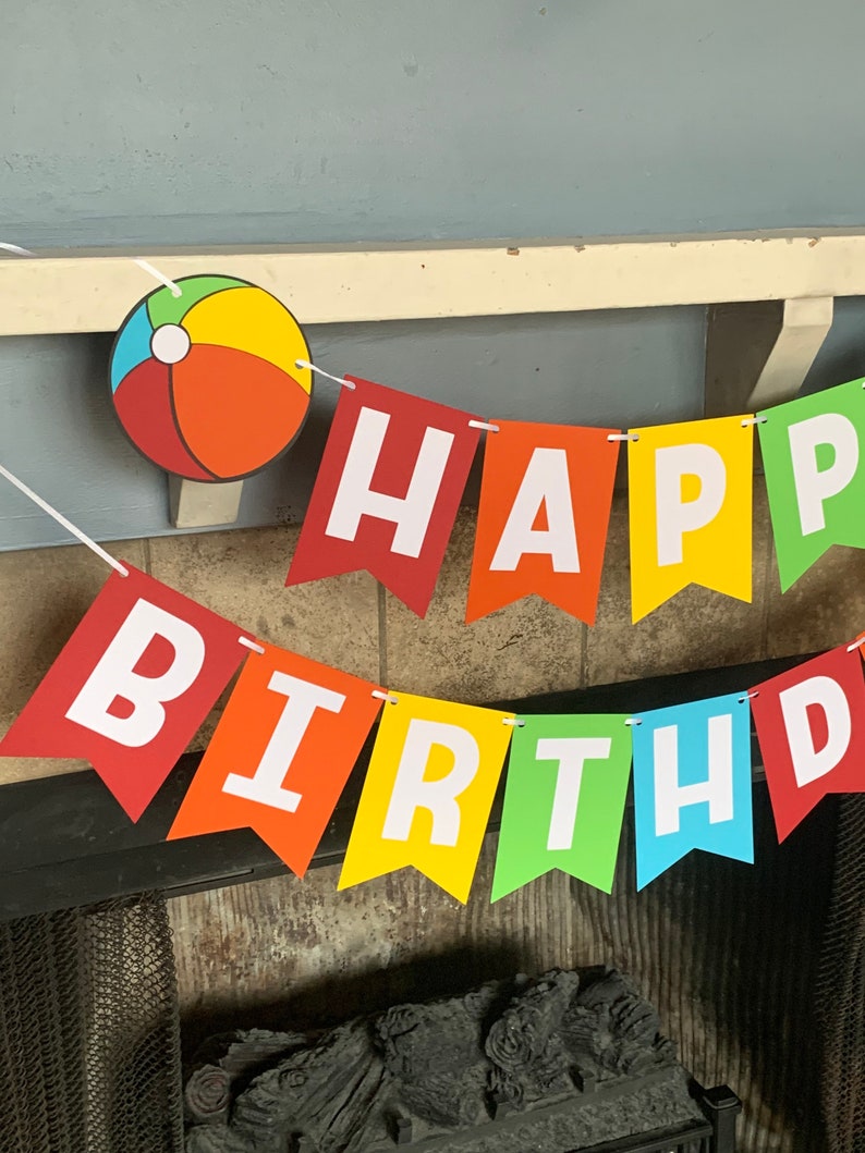 Pool Party Birthday Banner Pool Party Birthday Decorations Etsy