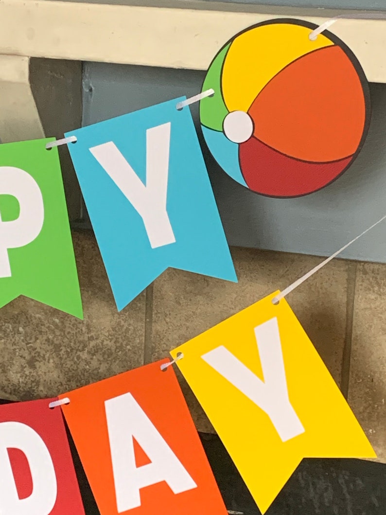 Pool Party Birthday Banner Pool Party Birthday Decorations Etsy