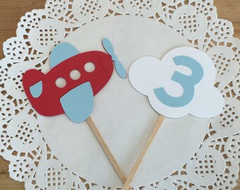 Airplane Cupcake Toppers - Airplane Birthday - First Birthday - Airplane Baby Shower - Airplane