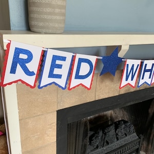 Red White & Two Banner - 4th of July Birthday Banner - little firecracker birthday banner - 4th of july banner - red white and blue birthday