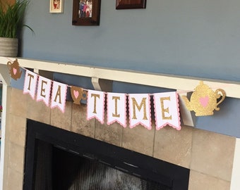 Tea Party Birthday Banner - Princess Tea Party - Tea for Two Banner - Tea Party Decorations - Tea Time Banner - princess party banner