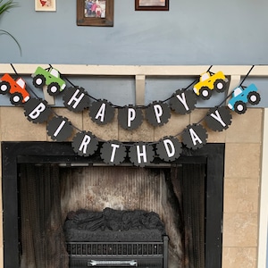 Monster truck Birthday Banner - truck Birthday decor - dump truck birthday Banner - truck First Birthday banner -transportation birthday