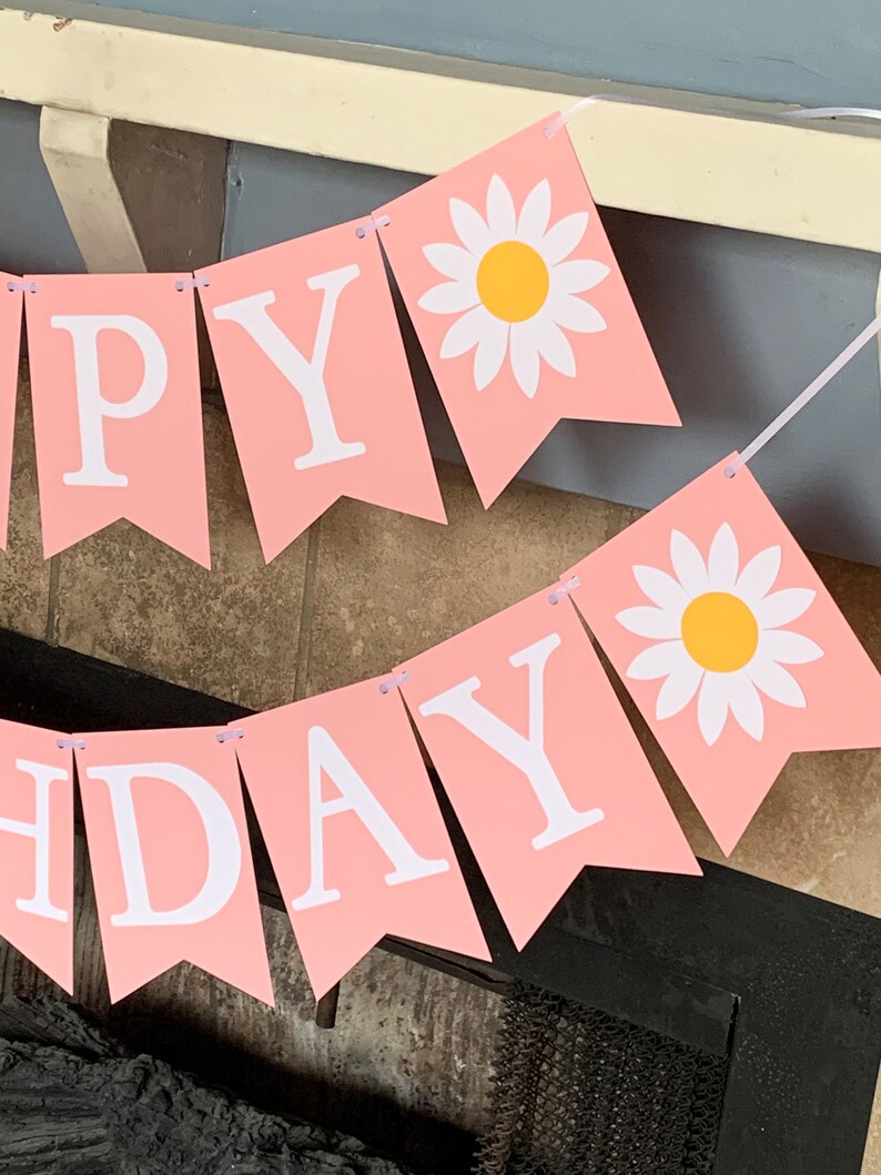 Daisy First Birthday Banner, Daisy Happy Birthday Banner, Daisy Party ...