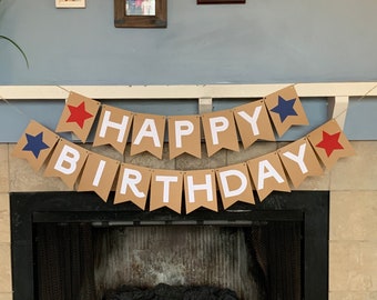4th of July Banner - 4th of July Birthday Banner - little firecracker birthday banner - red white and two banner - red white and blue banner
