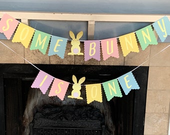 Some Bunny is One Banner, Some Bunny Birthday, Some Bunny Decorations, Some Bunny Banner, Bunny Birthday, Easter Bunny Decorations