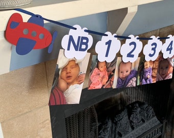 Airplane Photo Banner - airplane party decorations - Airplane Birthday - First Year Photo Banner - time flies banner - airplane theme